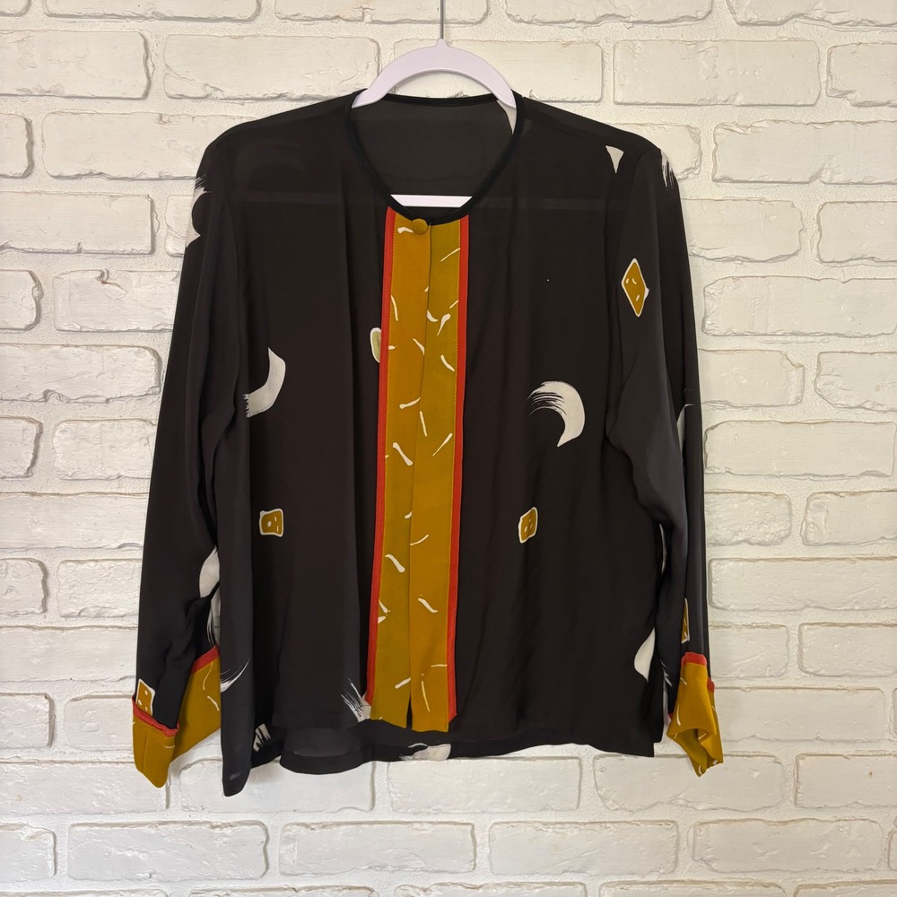 Shekina‎ Silk Open Front Blouse Cardigan Women's Size Small